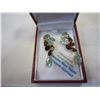 Image 2 : STERLING SILVER YELLOW GOLD PLATED GENUINE GARNET AND BLUE TOPAZ EARRINGS - 19.4CTS OF GEMSTONES W/ 
