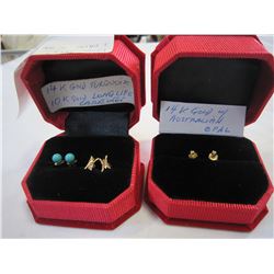 3 PAIRS OF KARAT GOLD EARRINGS