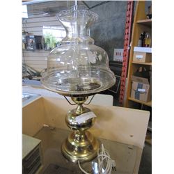 BRASS AND GLASS COLONIAL LAMP