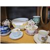 Image 2 : SHELF LOT OF CHINA CUPS, SAUCERS, TEAPOT, CHAMBER POT, ETC