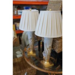 2 PAINTED TABLE LAMPS W/ SHADES