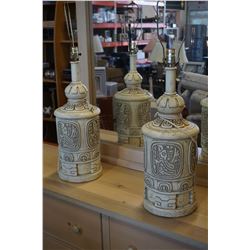 2 MCM AZTEC TABLE LAMPS
