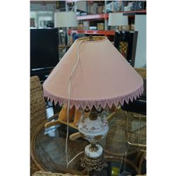 VINTAGE GLASS MARBLE AND METAL TABLE LAMP