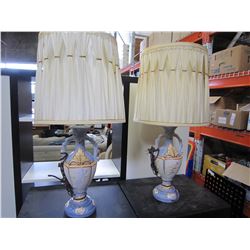 PAIR OF PORCELAIN SIGNED TABLE LAMPS