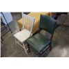Image 2 : STUDDED GREEN CHAIR AND PAINTED WHITE CHAIR
