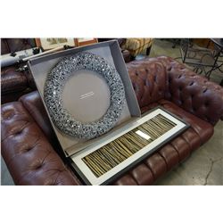 SILVER MICA WREATH AND BAMBOO SHADOW BOX