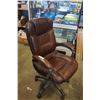 Image 3 : BROWN LEATHER OFFICE CHAIR