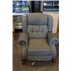 Image 2 : GREEN BUTTON BACK RECLINER WINGBACK CHAIR