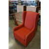 Image 1 : RED UPHOLSTERED WING BACK CHAIR