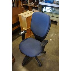 BLUE UPHOLSTERED OFFICE CHAIR