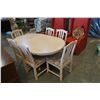 Image 1 : ROUND BLEACHED OAK TABLE W/ 2 LEAFS AND 6 CHAIRS
