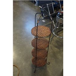 METAL AND RATTAN 4 SHELF PLANT STAND