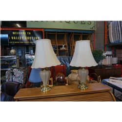 2 TABLE LAMPS - BEIGE AND BRASS