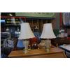Image 1 : 2 TABLE LAMPS - BEIGE AND BRASS