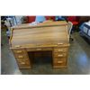 Image 1 : OAK ROLL TOP DESK, LOCKED ROLL TOP