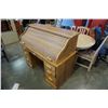 Image 2 : OAK ROLL TOP DESK, LOCKED ROLL TOP