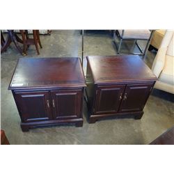 PAIR OF 2-DOOR MAHOGANY FINISH END TABLES