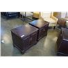 Image 2 : PAIR OF 2-DOOR MAHOGANY FINISH END TABLES