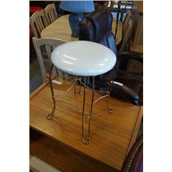 BRASS AND WHITE VANITY STOOL