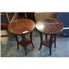 Image 1 : PAIR OF ROUND MAHOGANY FINISH END TABLES