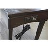 Image 3 : ASHLEY FLOOR MODEL DARK CHAIR SIDE ENDTABLE WITH POWER/USB OUTLETS, RETAIL $499