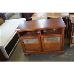 TV CABINET W/ SLATE TILE INSERTS