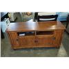 Image 1 : ASHLEY FLOOR MODEL MISSION OAK 60 INCH TV CABINET WITH STORAGE, RETAIL $799