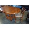 Image 2 : ASHLEY FLOOR MODEL MISSION OAK PUB HEIGHT TABLE WITH EXTENSION AND 2 STOOLS, RETAIL $1199