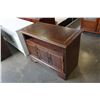 Image 2 : ASHLEY FLOOR MODEL 3 DOOR DARK MAHOGANY FINISH TV CABINET, RETAIL $699