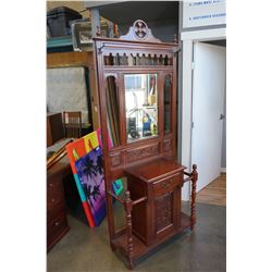 HALLWAY MIRRORED COAT HOOK CABINET SHELF