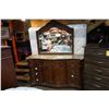 Image 1 : ASHLEY MILLENIUM FLOOR MODEL DRESSER WITH STONE TOP AND MIRROR, RETAIL $1899