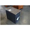 Image 1 : ASHLEY FLOOR MODEL BLACK CHAIR SIDE ENDTABLE, WITH NATURAL WOOD TOP AND POWER/USB, RETAIL $499