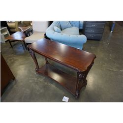ASHLEY FLOOR MODEL DARK MAHOGANY FINISH SOFA TABLE RETAIL $599