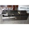 Image 1 : ASHLEY FLOOR MODEL ULTRA MODERN DARK WOOD GRAIN TV CABINET, WITH STORAGE, RETAIL $1699