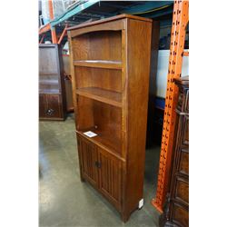ASHLEY FLOOR MODEL MISSION OAK STYLE 6 FOOT BOOKSHELF, RETAIL $599