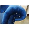 Image 3 : ASHLEY SIGNATURE BLUE VELVETY CLUB STYLE COUCH WITH TUFTED BACK AND NAIL HEAD ACCENTS, RETAIL $1999