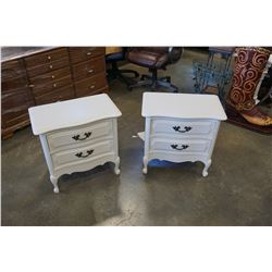 PAIR OF WHITE FRENCH PROVINCIAL 2 DRAWER NIGHT STANDS