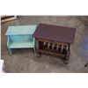 Image 1 : RUSTIC 1 DRAWER END TABLE AND PAINTED STOOL