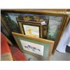 Image 1 : LARGE FRAMED OIL ON CANVAS, 2 FLOWER PRINTS ON BOARD AND FRAMED FRUIT