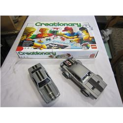 LEGO CREATIONARY GAME AND 2 MUSCLE CAR TOYS