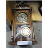Image 1 : HANS HARTMAN WOODEN GERMAN CLOCK W/ PENDULUM AND KEY - WORKS