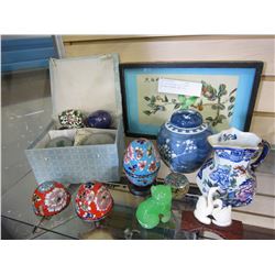 LOT OF EASTERN CLOISONNE PICTURE GINGER JAR ETC