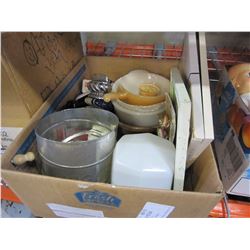 BOX OF TABLE LIGHTER, PIP CLEANER, AND VINTAGE COLLECTIBLES AND MILK GLASS AND OTHER COLLECTIBLES