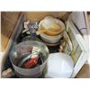 Image 2 : BOX OF TABLE LIGHTER, PIP CLEANER, AND VINTAGE COLLECTIBLES AND MILK GLASS AND OTHER COLLECTIBLES