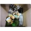 Image 2 : BOX OF DEPRESSION GLASS, COPPER BANKS, AND COLLECTIBLES