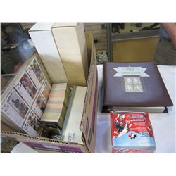 BOX AND BINDER OF SPORTS CARDS