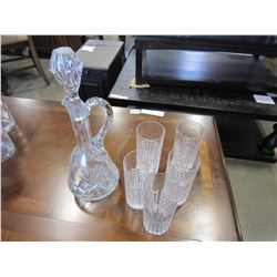 5 CRYSTAL GLASSES & PINWHEEL DECANTER