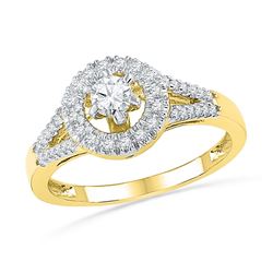 0.38 CTW Diamond Solitaire Split-shank Bridal Ring 10KT Yellow Gold - REF-44X9Y