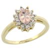 Image 1 : Natural 0.64 ctw Morganite & Diamond Engagement Ring 10K Yellow Gold - REF-40N5G