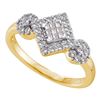 Image 1 : 0.48 CTW Princess Diamond Diagonal Square Cluster Ring 14KT Yellow Gold - REF-52N4F